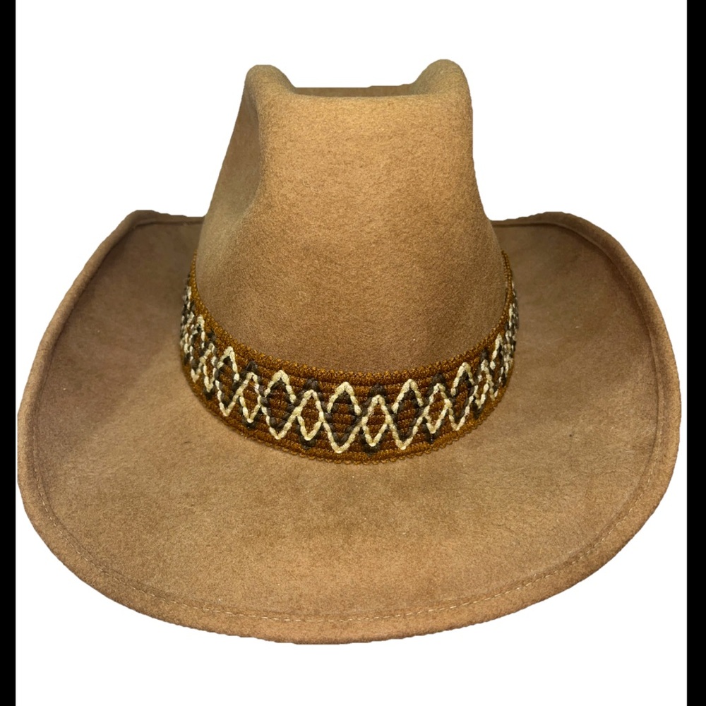 Vintage Miller Bros. BROWN Western Cowboy Hat 100% WOOL Size 7, 56 Aztec Band 7